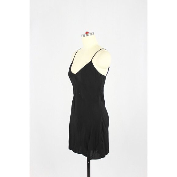 Aritzia WILFRED UNDER Secret Black Rayon Twill V-Neck Mini Slip Dress, Size S - Picture 4 of 15